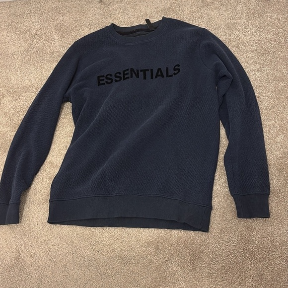 Fear of God Essentials blue ribbed Sweatshirt Sz Large - Picture 3 of 16